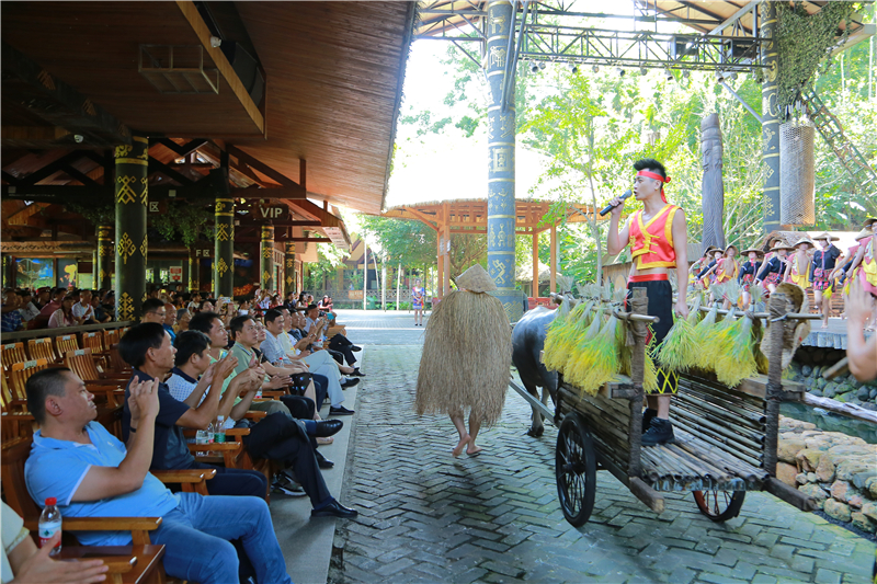 4、白沙縣省部級(jí)勞模考察團(tuán)到訪檳榔谷觀看實(shí)景演出《檳榔·古韻》